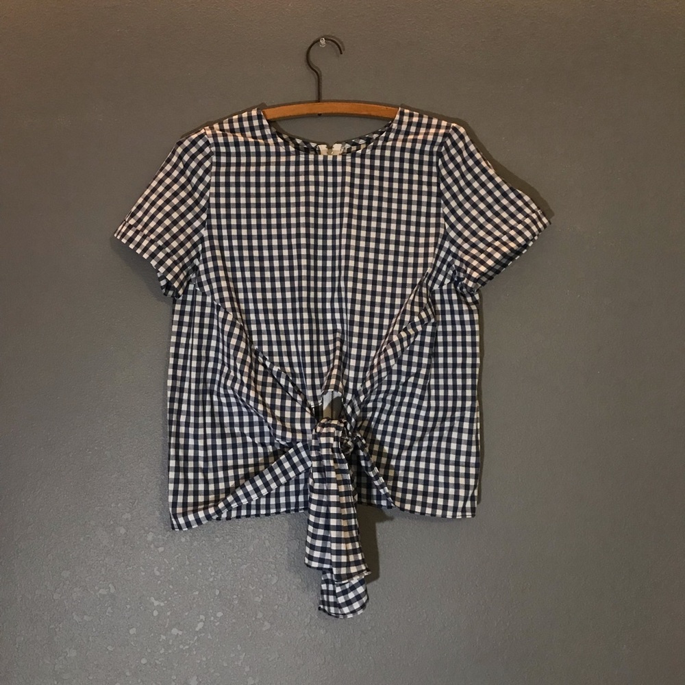 Gingham Tie Front Top